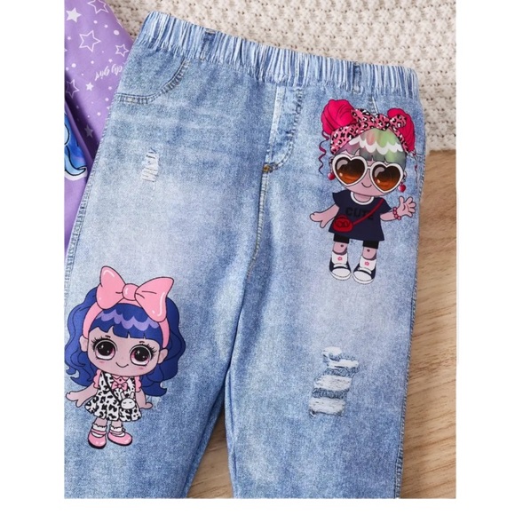 Kids Faux Jean Capris - Picture 1 of 7